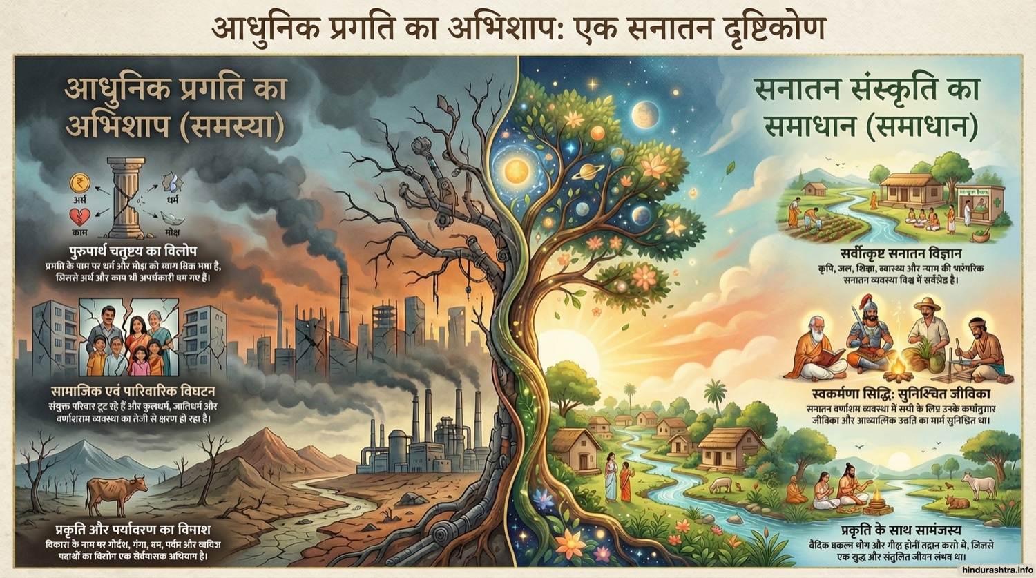 आधुनिक प्रगतिका अभिशाप: एक सनातन दृष्टिकोण