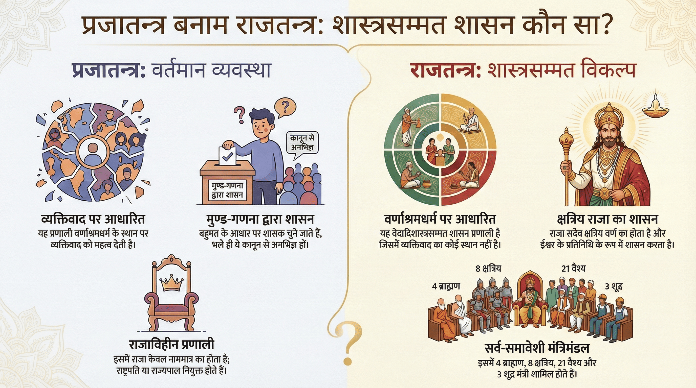 प्रजातन्त्र बनाम राजतन्त्र: शास्त्रसम्मत शासन कौन सा?