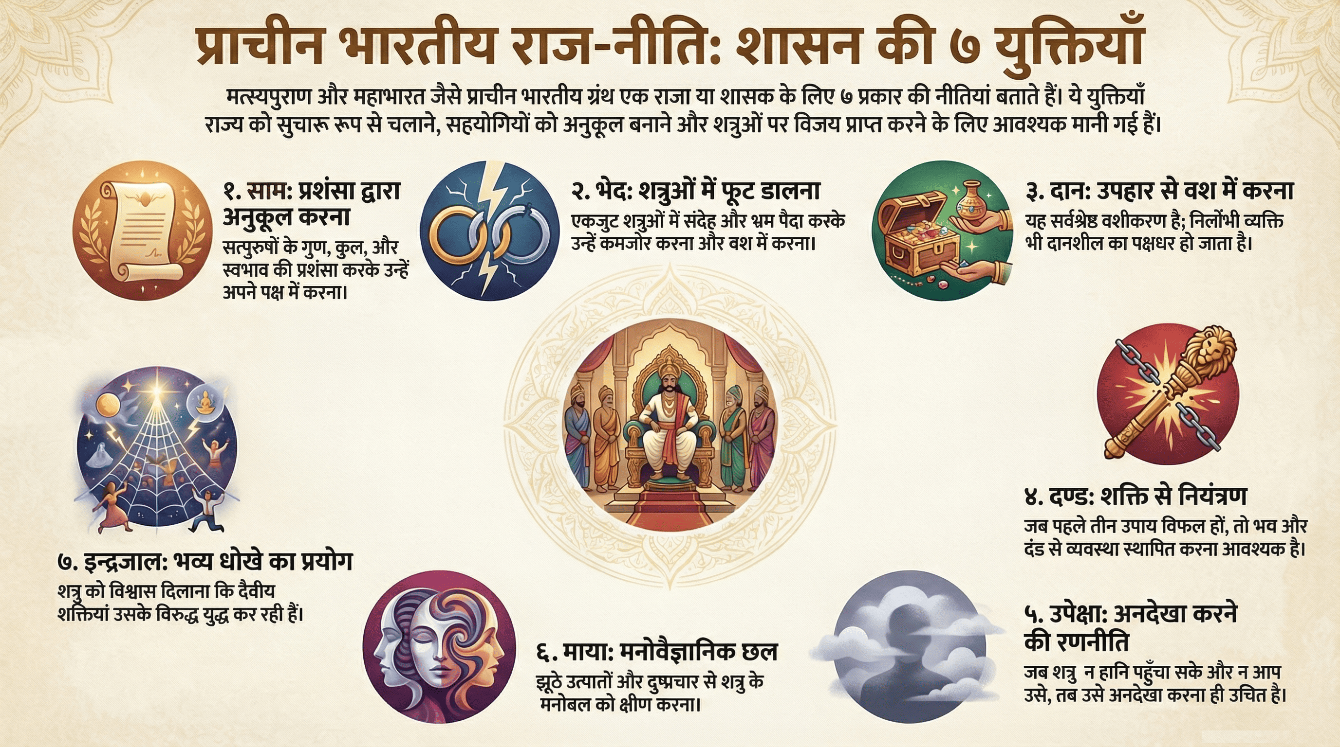 प्राचीन भारतीय राज-नीति: शासनकी ७ युक्तियाँ