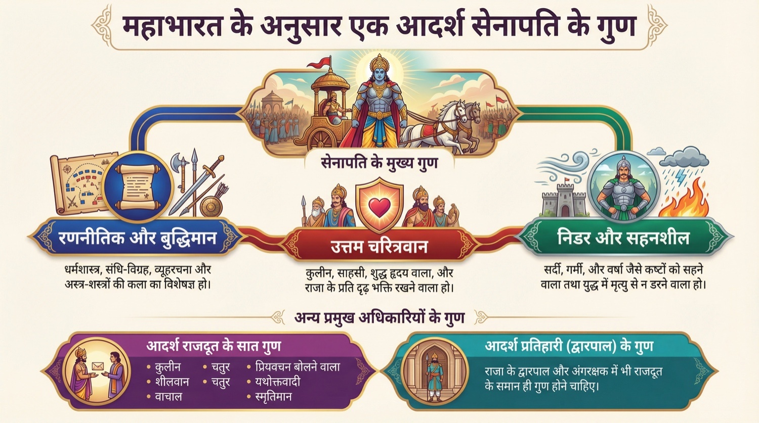 महाभारतके अनुसार एक आदर्श सेनापतिके गुण